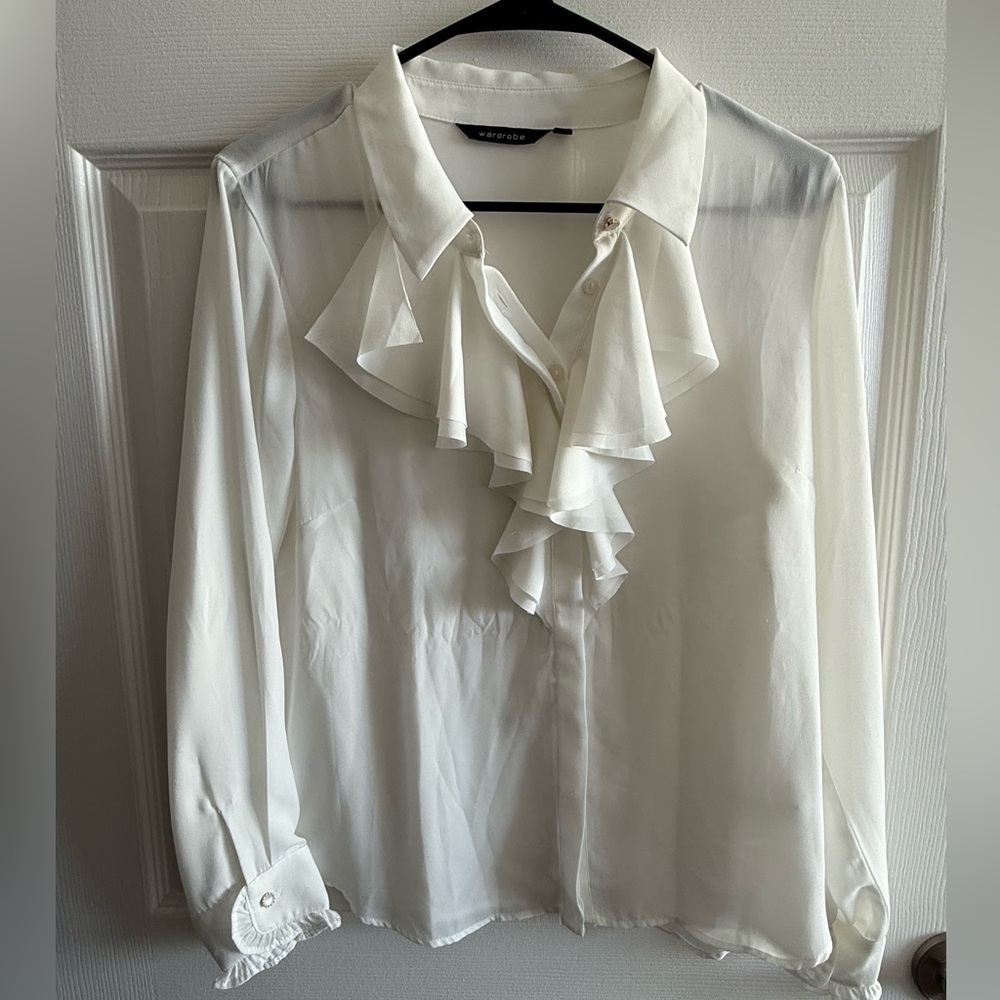 Elegant White Ruffle Blouse